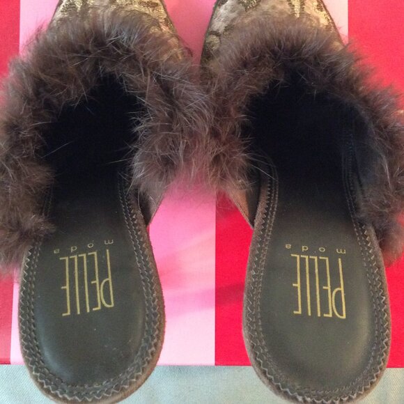 Pelle Moda vintage brocade and feather stiletto mule - Picture 8 of 10